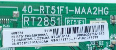 MAIN PARA TV TCL / NUMERO DE PARTE 08-CM40TML-LC234AA / 40-RT51F1-MAA2HG / 08-RT51F03-MA200AA / 08-RT51F03-MA300A / V8-R851T10-LF1V102.018588 / PANEL V400HJ6-PE1 / MODELO 40S334	 - Imagen 2